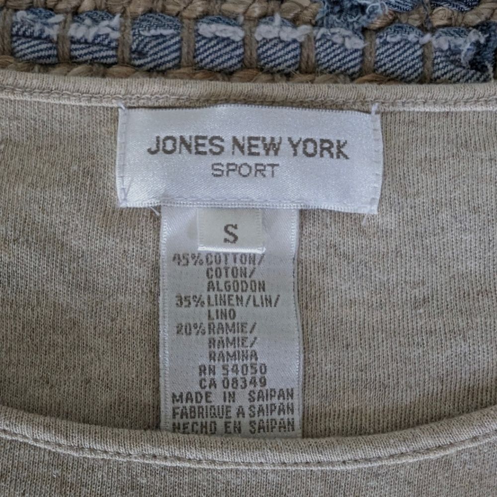 Linen Blend S Oversized Tunic Top S/S Neutral Cream Brown Coastal Resortwear - Picture 4 of 7